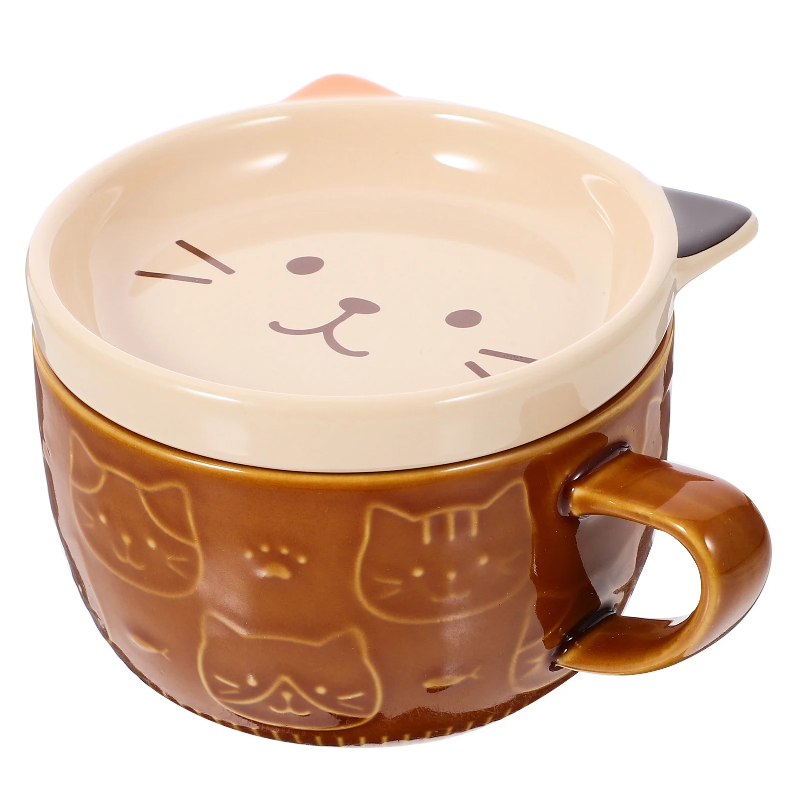 

Ceramic Mug with Lid Home Beverage Cup Cartoon Coffee Cups Gift Ceramics Cereal Mugs Office