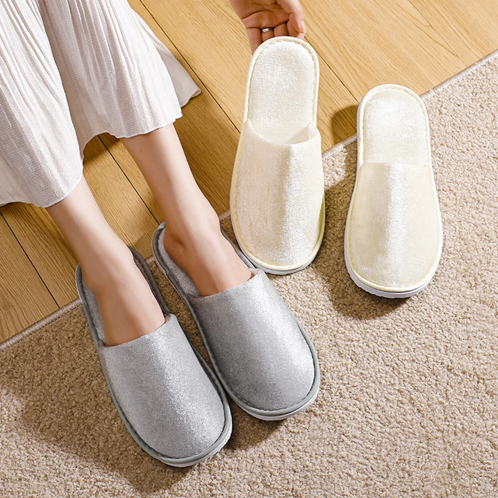 

1 Pair Disposable Slippers Hotel Travel Slipper Sanitary Party Home Guest Use Men Women Unisex Shoes Salon Homestay