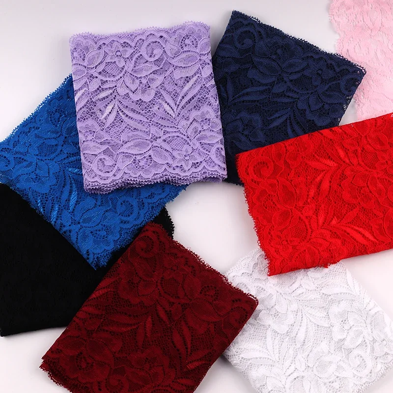 Lace ribbon 15cm wide elastic stretchy floral for DIY apparel sewing