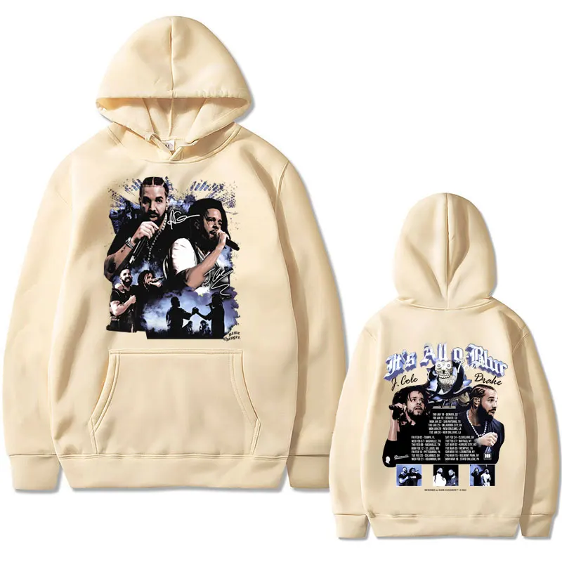 Rapper Drake J Cole It's All A Blur Tour Graphic Print Hoodie Men Women Hip Hop Oversized Sweatshirt Male Cotton Casual Hoodies