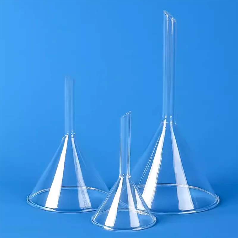 삼각형 깔때기 디펜서 실험실 장비, 고 붕규산염 유리, 긴 목 원추형 필터 깔때기, 40mm, 50mm, 60mm, 75mm, 100mm, 150mm