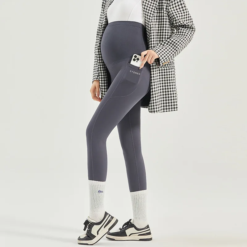 Pregnant Women's Pocket Shark Skin Underpants Fashion Hip Lifting and Slimming Sports Casual Waist Protection Barbie Pants