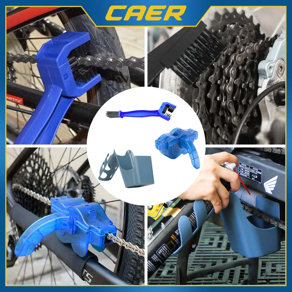 오토바이 자전거 체인 클리너 키트, 오일 튀김 방지, 오일 보관 도구 상자, 자전거 세척 스크러버 브러시, 수리 도구 액세서리 