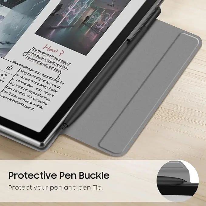 Magnetic Case with Auto Sleep/Wake and 2-Way Origami Stand Featuring Pen Buckle Design