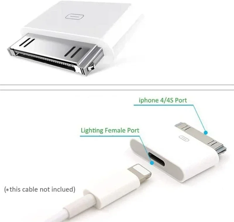 30Pin Adapter Lighting 8Pin Male To 30 Pin Female Charging Sync Converter for IPhone 4 4S IPad 2 3 IPod Touch Charger Cable