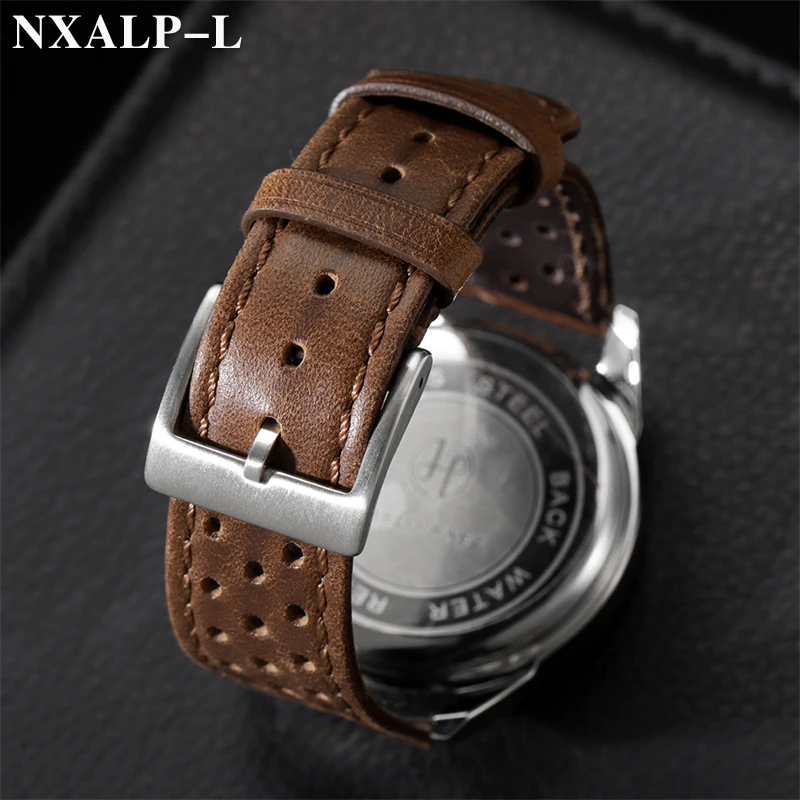 Breathable Cowhide Leather Watch Strap – Oil/Matte Finish Adjustable Wristband