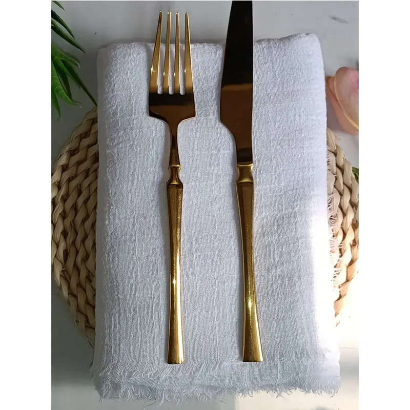 Factory Direct Cloth Napkins Set of 40 Gauze Crepe Cotton Fabric 42x42cm Dinner Tea Towel Kitchen Wedding Table Easter Deco