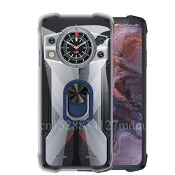 Durable Black Shockproof Ring Holder Case - Soft TPU Cover for Kingkong 9 (Clear Blue Ring)