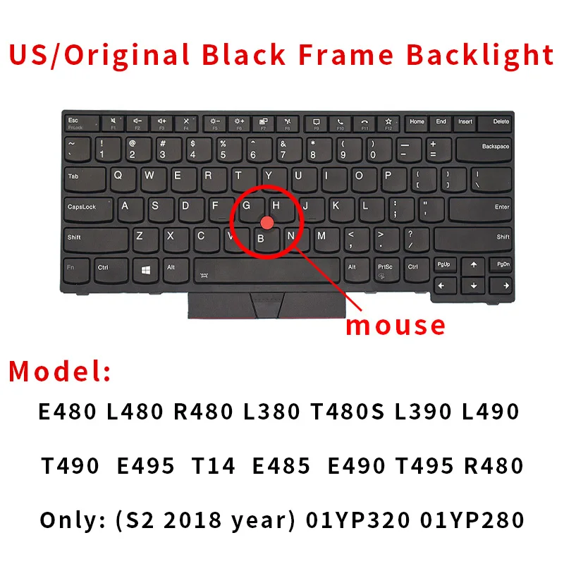 Eua Russo do Teclado do Portátil para Lenovo Thinkpad E480 L480 L380 T480s L390 L490 T490 E495 s2 T14 E485 E490 T495 R480 01yp320 - Imagem 6