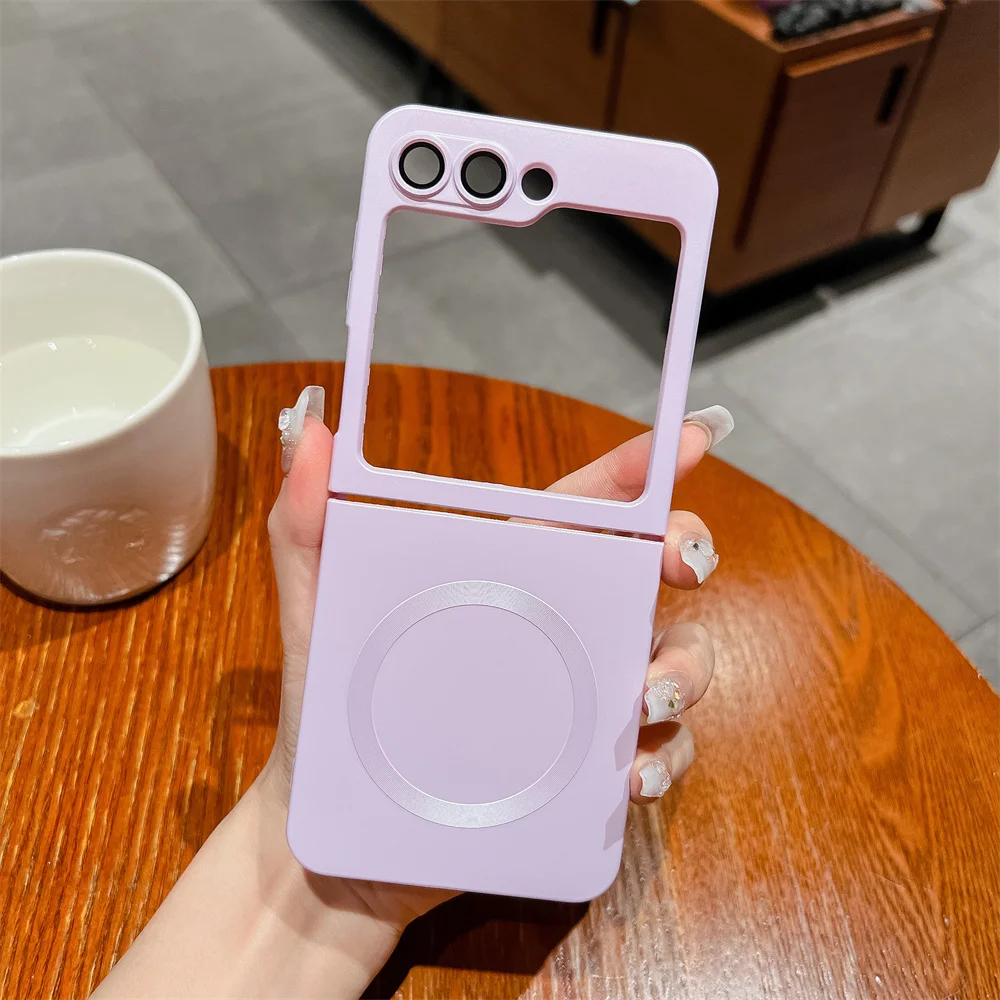Luxury Matte Magsafe-Compatible Silicone Case for Samsung Galaxy Z Flip Series with Wireless Charging Functionality