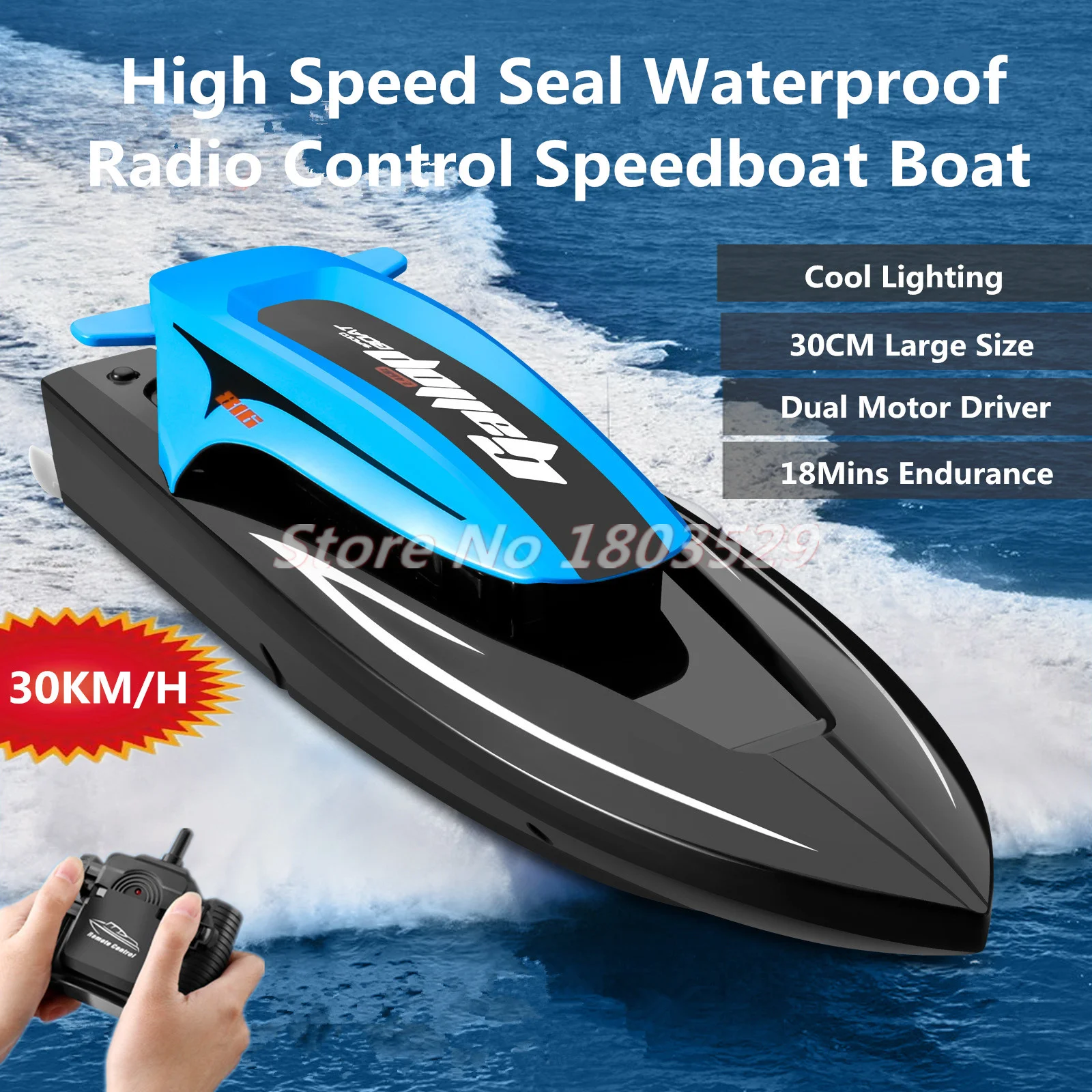 30 KM/H sello impermeable Radio Control lancha barco 2,4G 30CM
