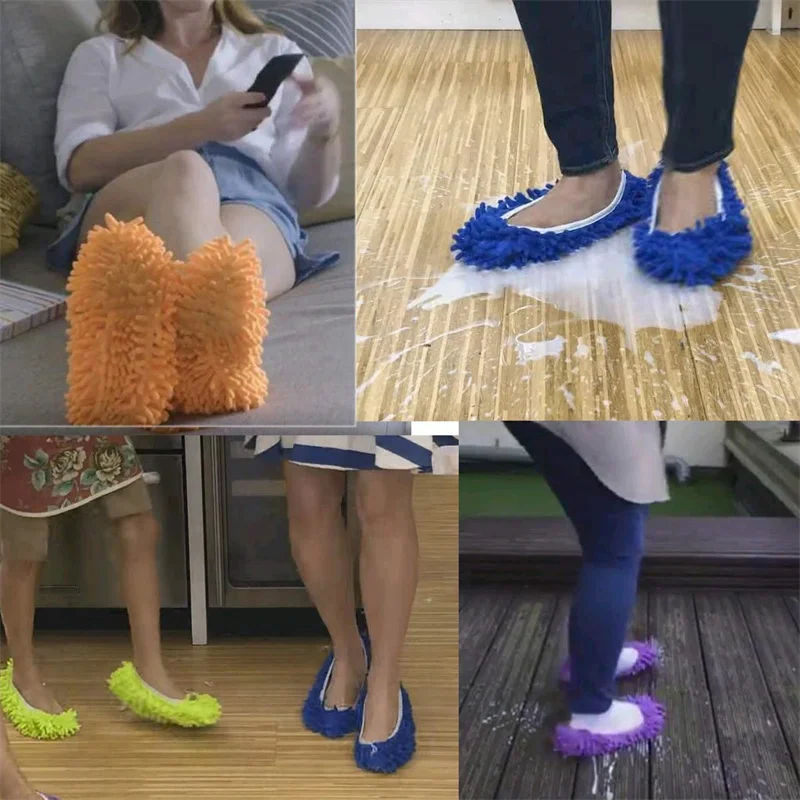 Dust Duster Mop Slippers Shoes Cover Multi Function Washable Microfiber Foot Socks Floor Cleaning Shoes Cover shoe covers