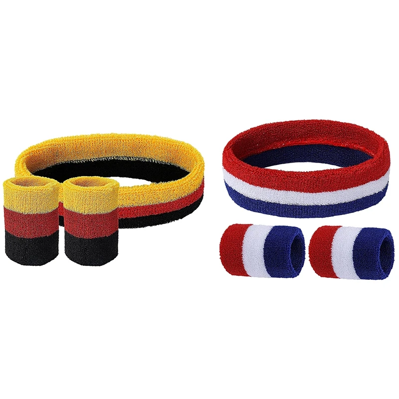 

Ободок Набор браслетов, спортивная повязка на голову и браслет, спортивный ободок, цветная полосатая повязка для мужчин и женщин