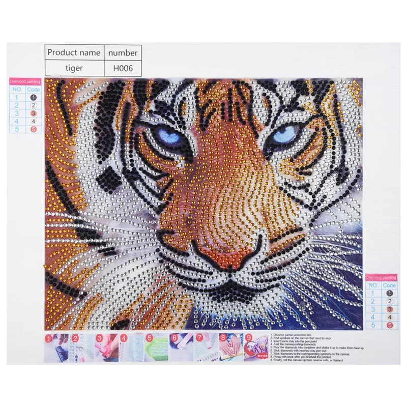 Animal Diamond Embroidery 5D DIY Diamond Painting Tigers Cross Stitch Partial Special Shaped Drill Rhinestone Home Deocr