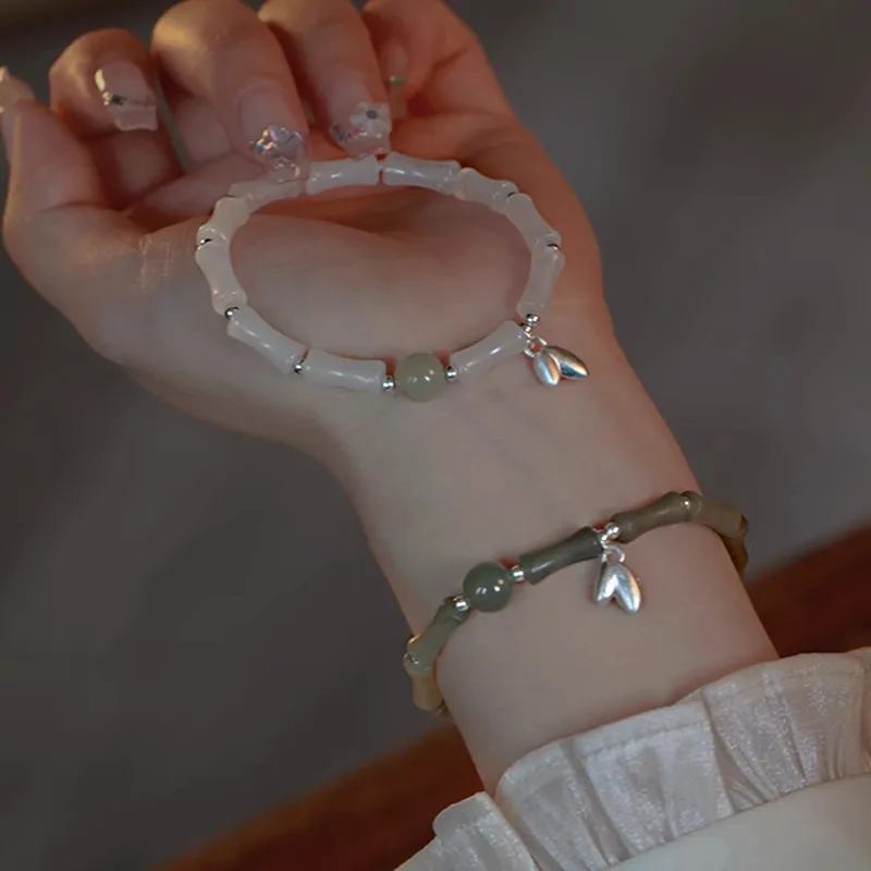 S925 Sterling Silver Bamboo Bracelet Girls 2023 New Light Luxury Niche Delicate Bracelet to Give Gifts Hand Jewelry