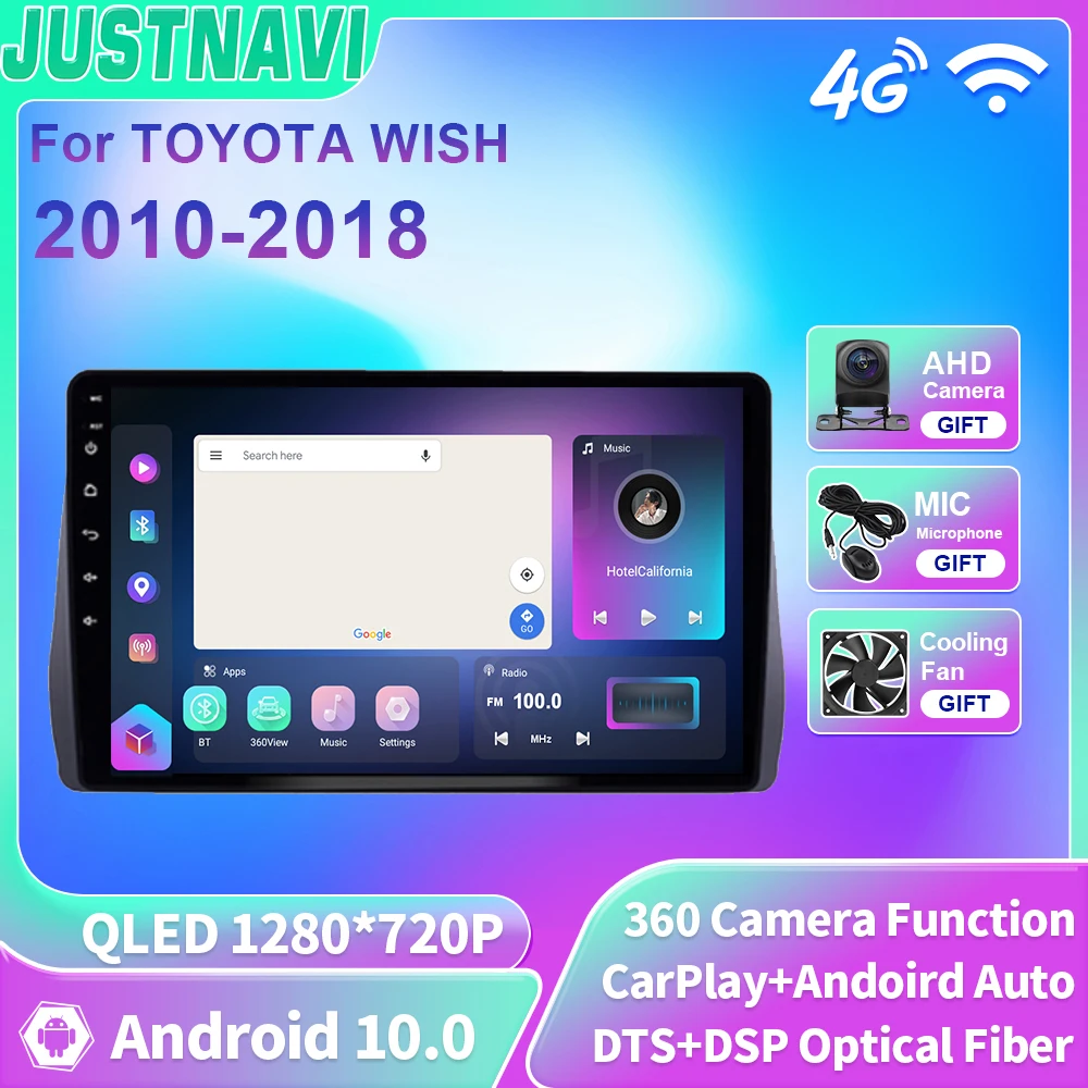 

JUSTNAVI QLED For TOYOTA WISH 2010-2018 Android 10 Car Radio Player GPS Navigation 4G WIFI Carplay Android Auto DSP 2 Din DVD