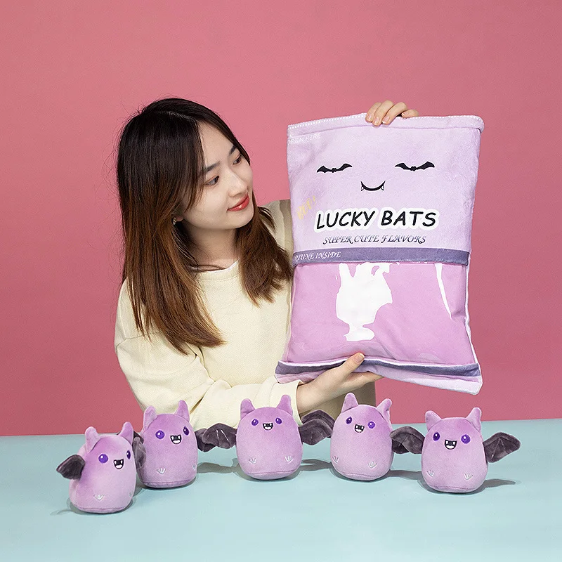 Creative Lucky Bats Plush Toys Smiling Face Soft Doll Pillow Stuffed kawaii Dark Elf Cute Bat Plush Toys for Children Kids 3