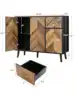 SIHANM Sideboard Buffet Cabinet with Storage - 3 Doors Black Storage Cabinet with Drawers Freestanding Accent Cabinet wi 3