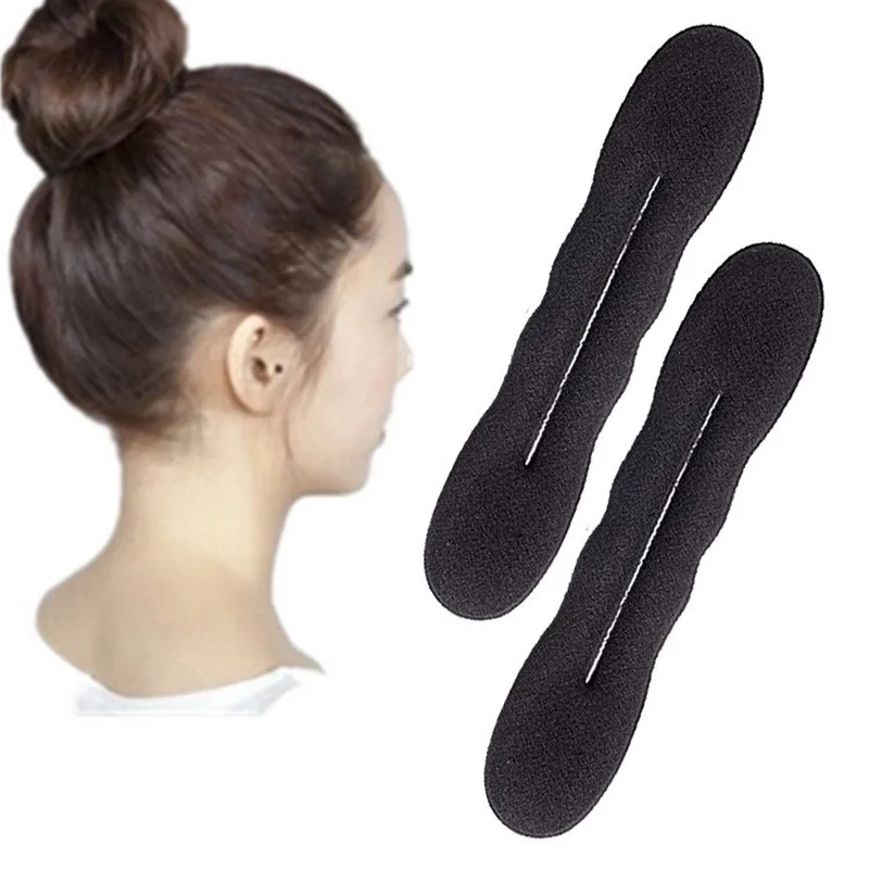 

4pcs Multi Size Sponge Black Hair Styling Donut Bun Curler Maker Ring Magic Foam Donut Twist DIY Tools Hair Clip 17.5cm 22.5cm