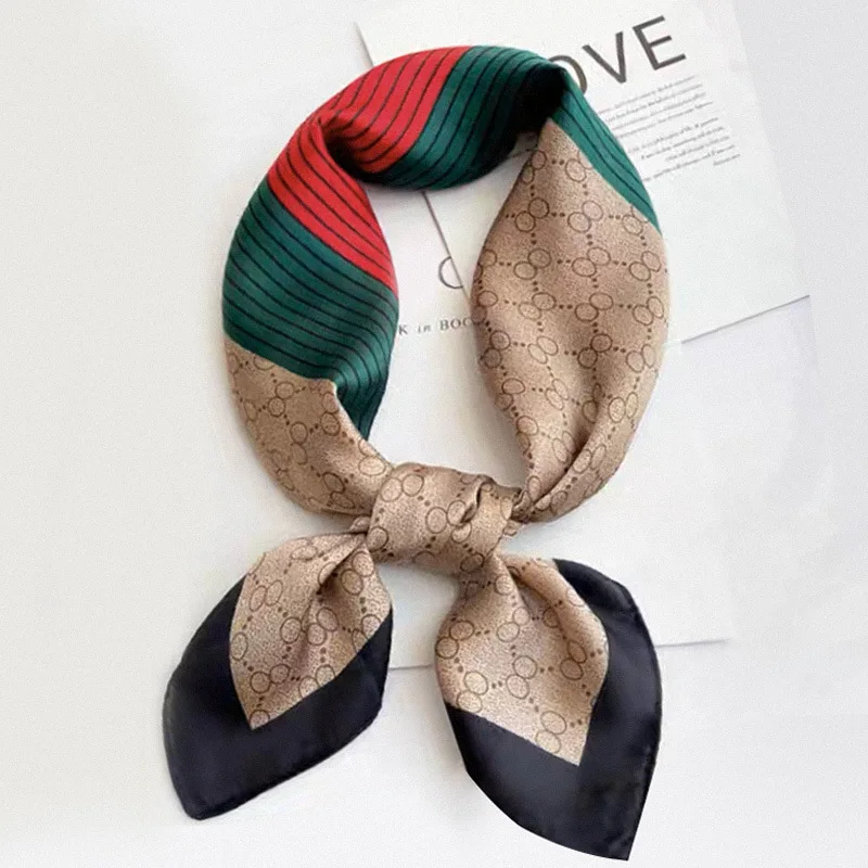 Luxury Design 70*70cm Silk Scarf Women Handkerchief Printed Female Brand Square Head Bandana Small Neck Muffler Hijab Lady Girl 1