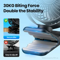 TOPK Clip on Fan 5000mAh Rechargeable Small Portable Clip Table Fan with LED Display 720° Rotation Ultra-Quiet Desk Fans 2