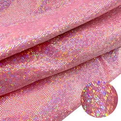 Glitter Laser Iridescent Holographic Polyester Fabric for Decor and DIY Projects (Iridescent Pink)
