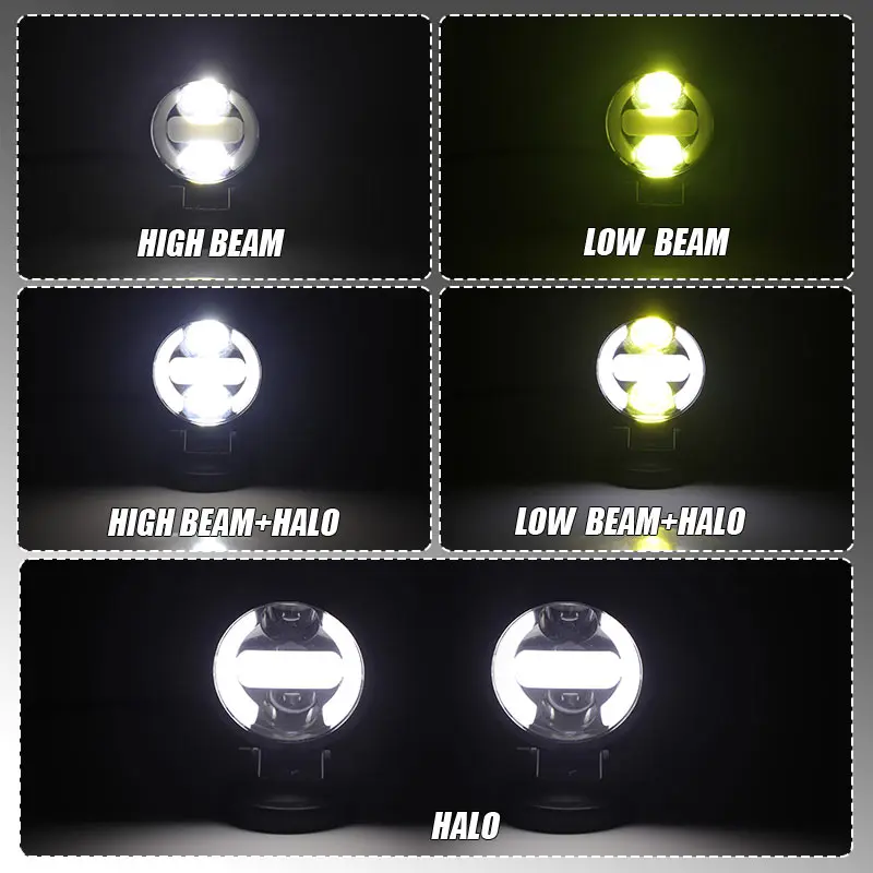3.5인치 원형 LED 헤드라이트 작업등 12V 24V 하이 로우 빔 헤드라이트 6000K 화이트 혼다 토요타 지프 픽업 오프로드용