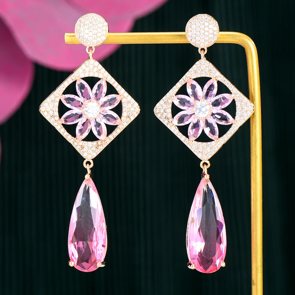 

Soramoore Facebook Ins Luxury CZ BOHO Charm Long Earrings For Women Wedding Bridal Jewelry aretes de mujer modernos