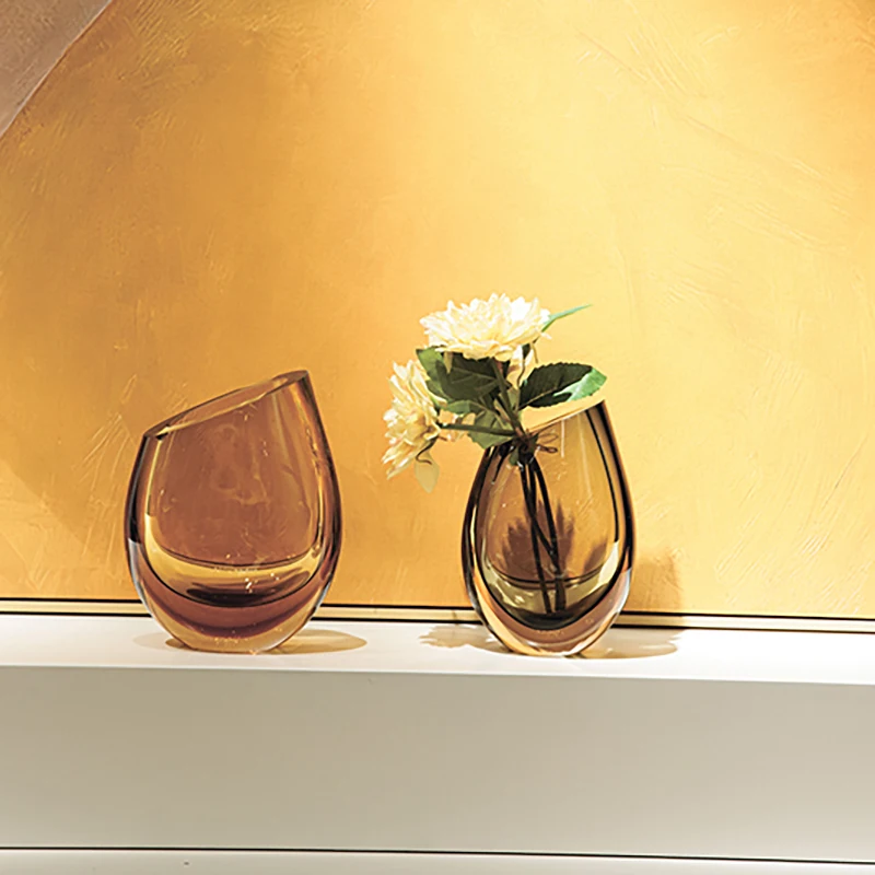 Amber Glass Urn Vases 4