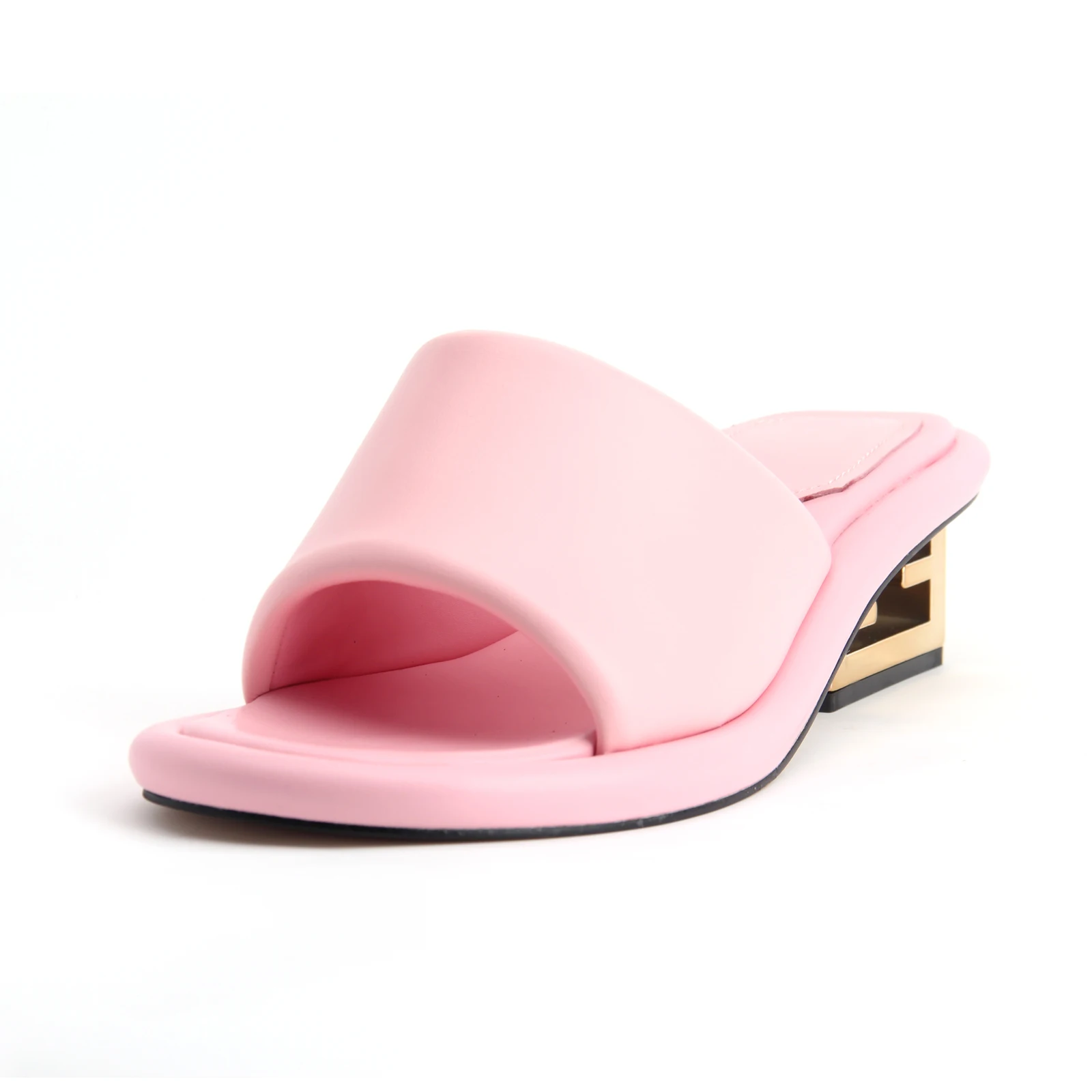

Summer explosion leather metal hollowed-out with simple open toe comfortable stylish outdoor slippers 2024 summer party slippers