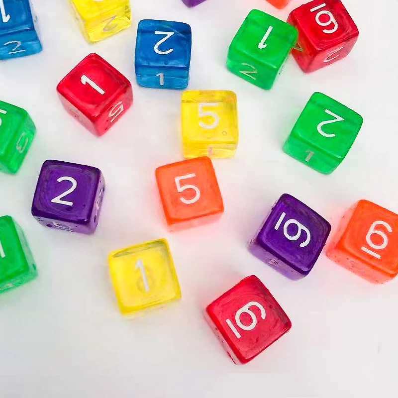 12PCS Transparent Dice 16MM Education Math Games For Kids Ideal Gift for Children Juegos De Mesa Familiares Divertidos 3