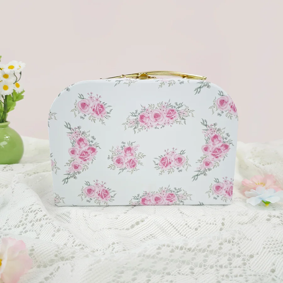 2 Stück Koffer Geschenkbox Vintage Blumenserie Aufbewahrungsbox Kosmetik Schreibwaren und Schmuckaufbewahrung Geburtstagsgeschenk Festival Box – Detail 5