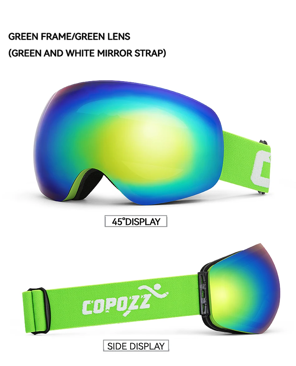 COPOZZ Skibrille UV400 Schutz Skimaske Männer Frauen Antibeschlag Big Face Skibrille Outdoor Sport Snowboard Skifahren Brillen – Detail 14
