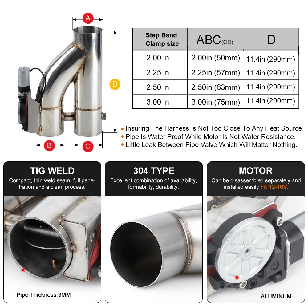 15~90 Degree 2"2.25&lsquo;&rsquo; 2.5'' 3" Double Valve Electric Exhaust Cut Out Valve Exhaust Pipe Muffler Kit With Wireless Remote Control