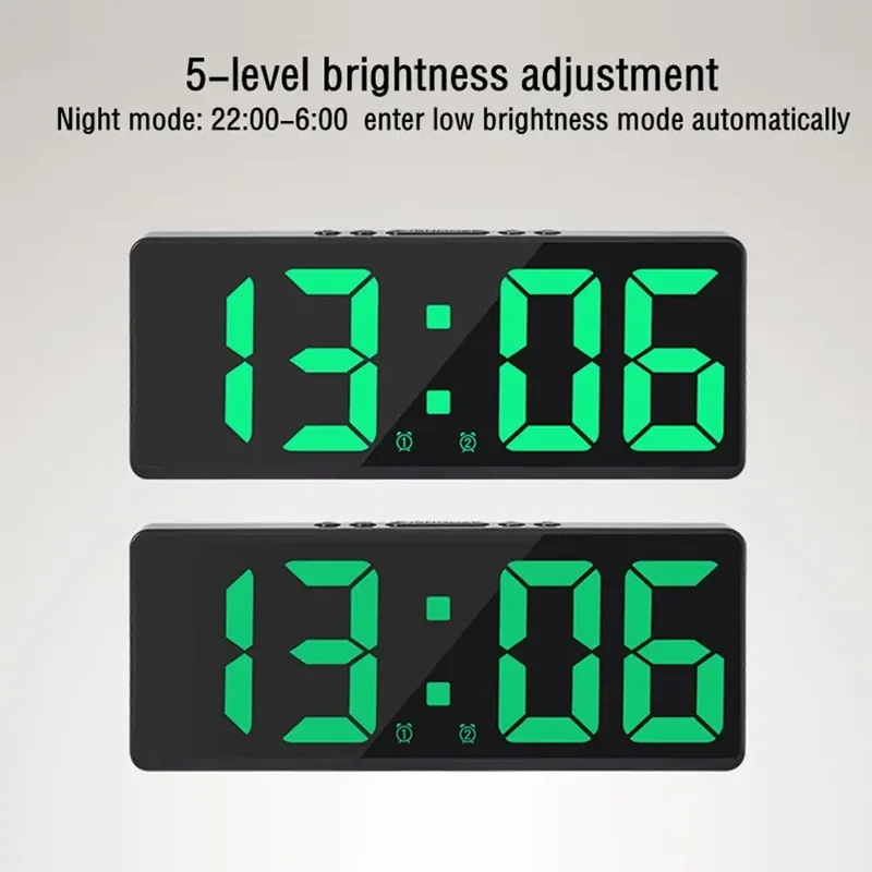 Multifunctional LED Digital Clock Color Nightlight Temperature Calendar Alarm Large Electronic Backlight Home Decor