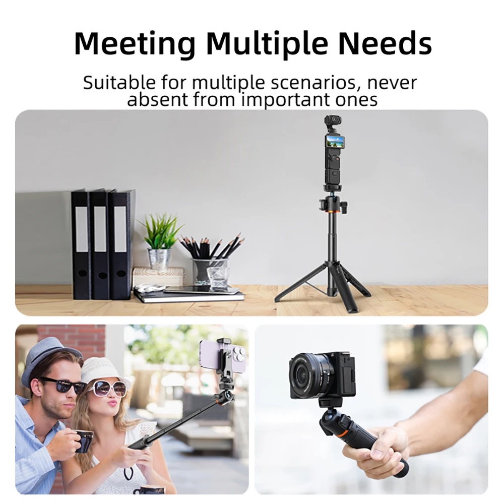 Flymile Stativ-Selfie-Stick für DJI OSMO Pocket 4/Pocket 3/Insta360 X5 DSLR-Kamera Zubehör Verstellbare Verlängerungsstange – Detail 12