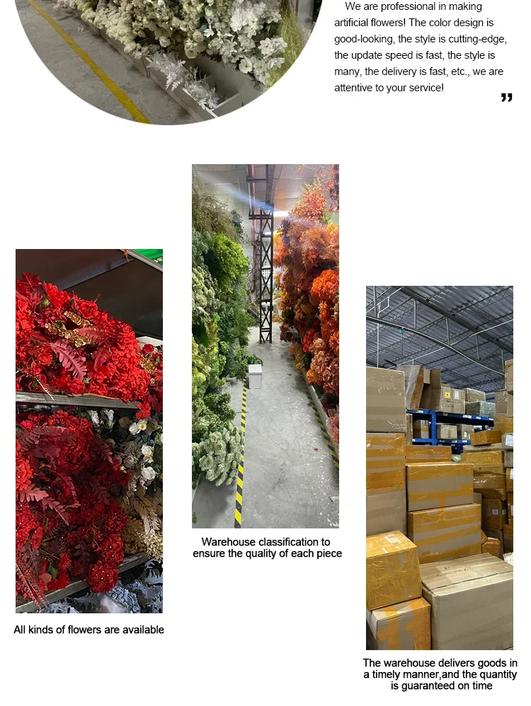 Description Picture 6 of itemRed Color Artificial Flowers Wedding Backdrop Decoration Flower Row Welcome Signs Decor Road Lead Flower Home Decor Accessories