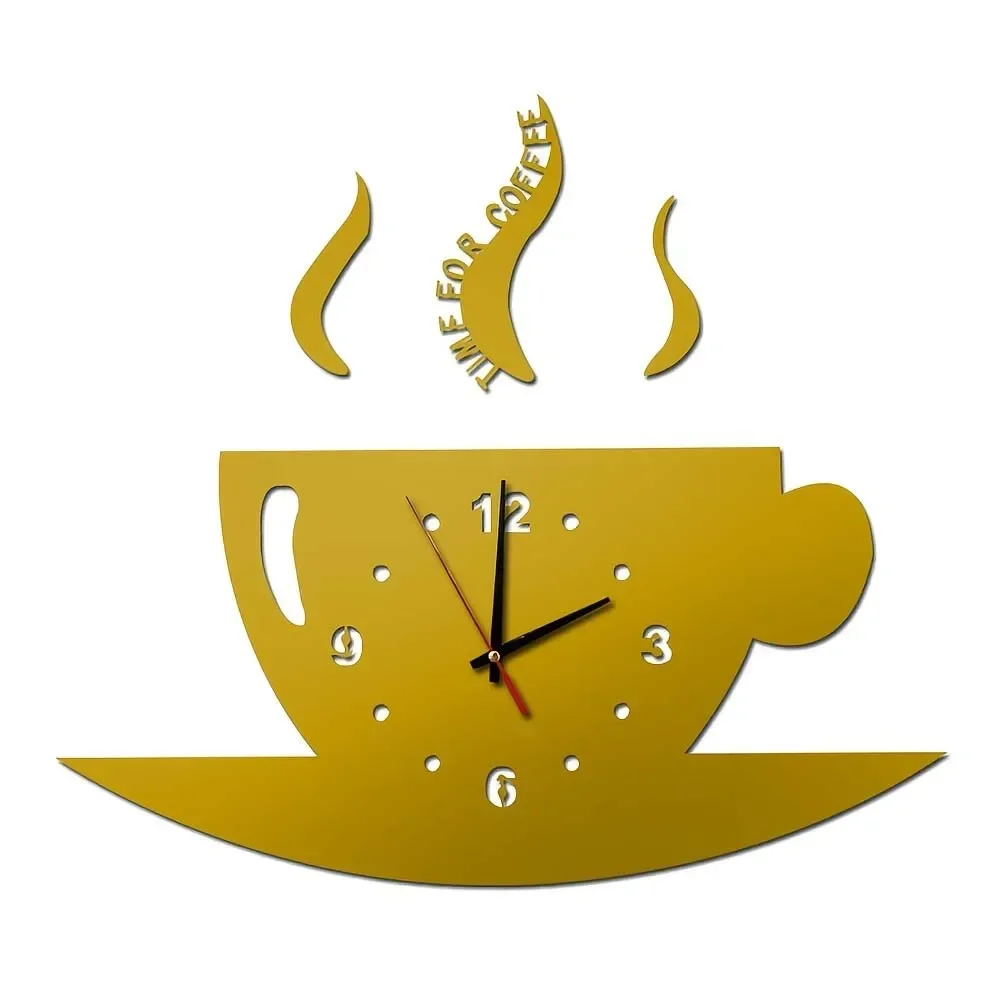 Silent Wall Clock Diy Personalised Clock Mirror Wall Sticker Living Room Acrylic Quartz Teapot Modern Living Room