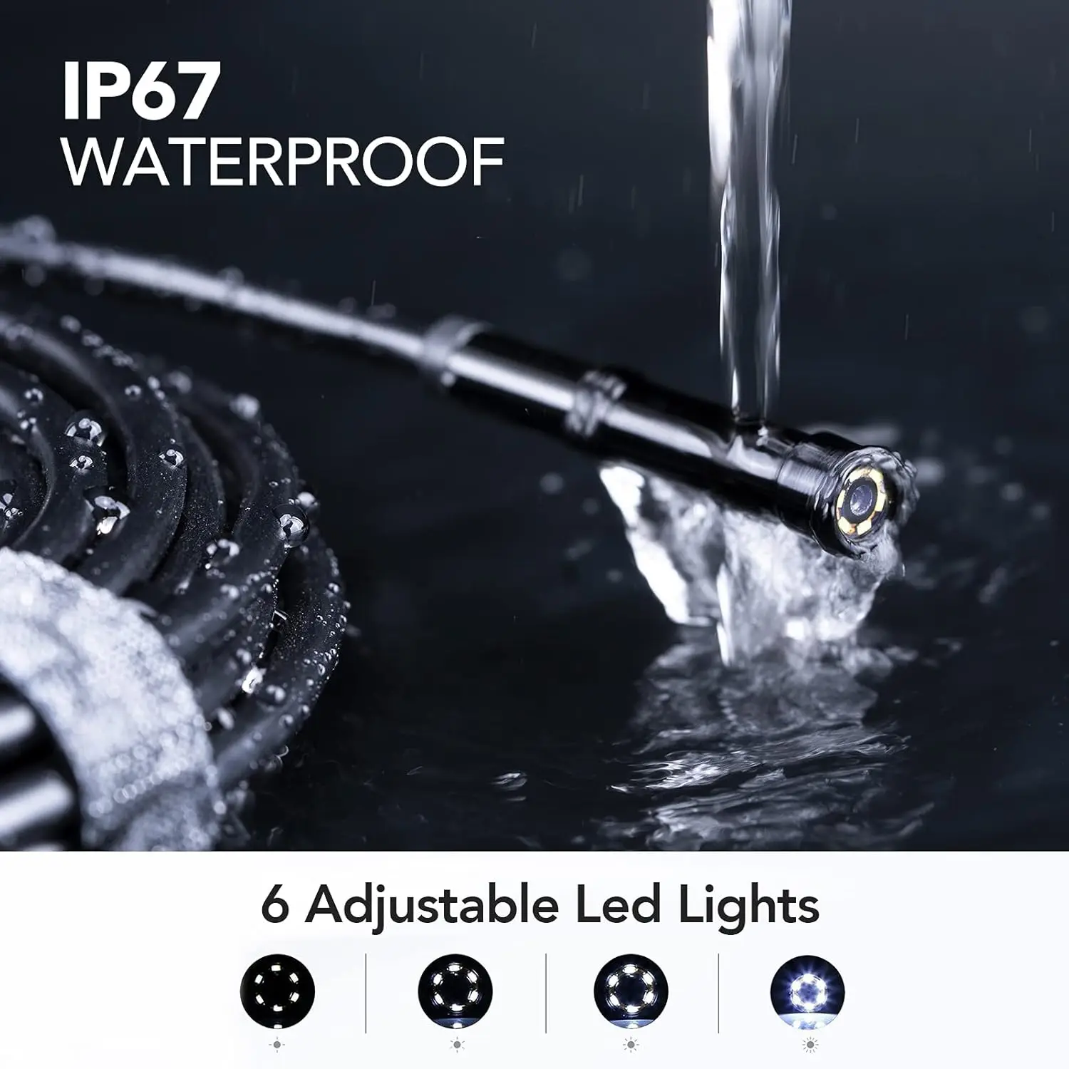 5.5mm Industrial Endoscope, 1080P Digital Borescope Inspection Camera with 4.3" Screen, IP67 Waterproof Snake Camera with Lights