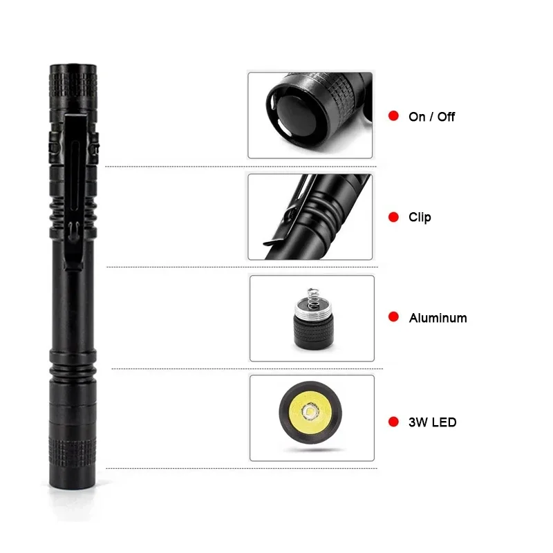 Kompakt LED Penlight – 500 Lumen Inspeksjonslykt med Klips 2