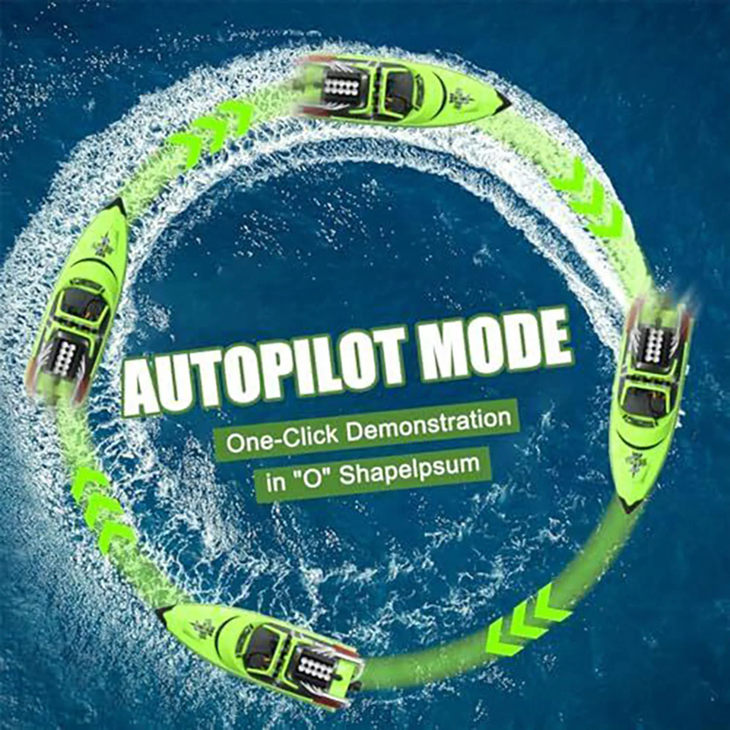 Bateau RC Turbojet 2.4G Auto-redressant LED Vert 34cm