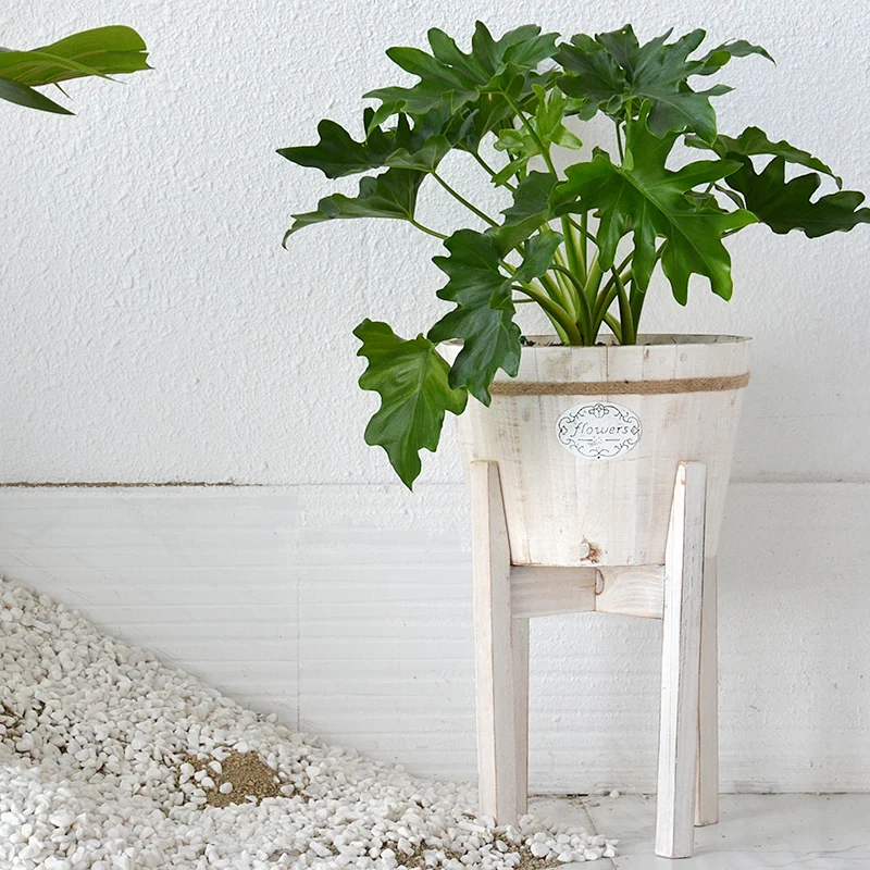 Vaso Di Fiori In Legno Soggiorno Balcone Retro Floor Flower Rack Monstera Deliciosa Philodendron Selloum Bonsai Pot Vaso Di Fiori