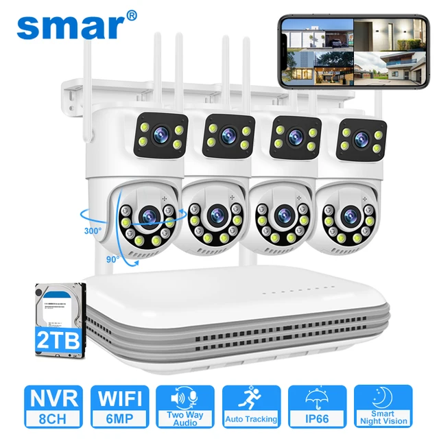 Smar Wireless CCTV System WiFi Camera Kit 6MP IP Cameras With Dual Lens Security Audio 8CH NVR Video Surveillance Set ICse 1