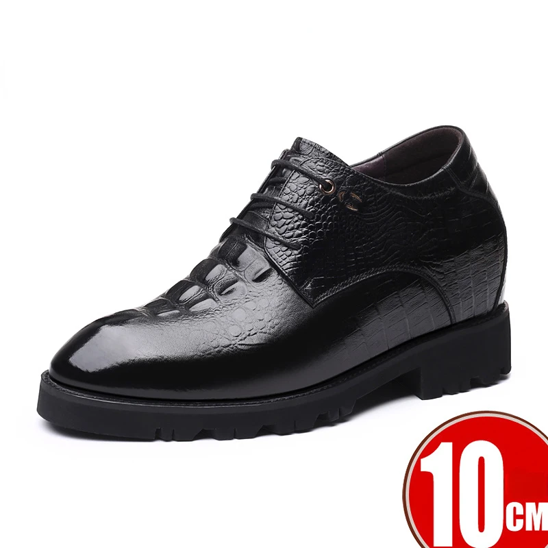 

Invisible Increase 10cm British Men's Wedding Inner Height Increasing Black Shos Men Formal Elevator Derby Genuine Leather Shoes