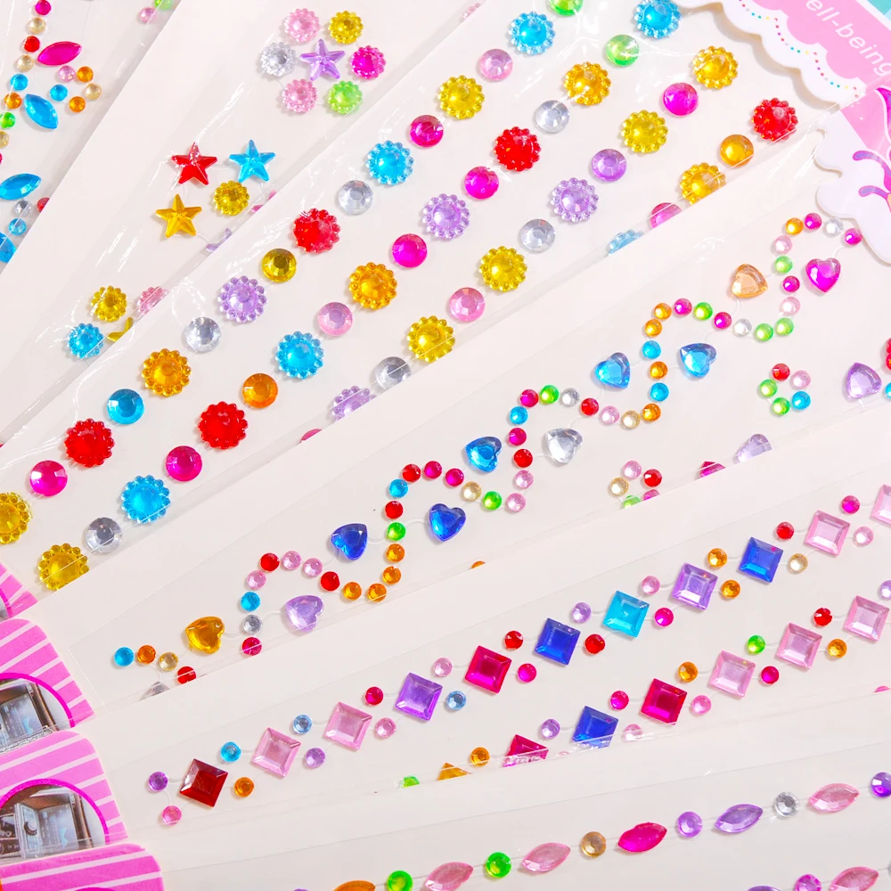 아크릴 크리스탈 어린이 스티커 장난감 데칼 모바일 PC 자체 접착 모조 다이아몬드 스티커 스크랩북, 1 PC