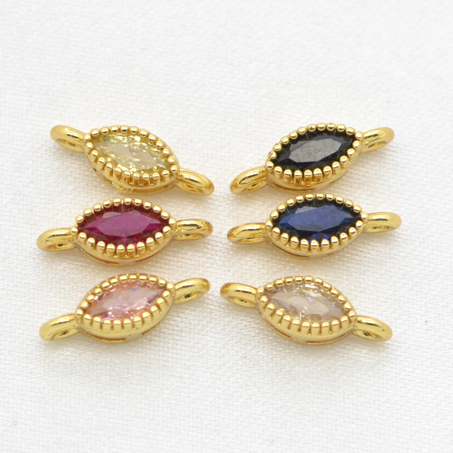 

4*11mm Mini Zircon Connector for Woman's Bracelet Making Accessories Color Beads Fastener Double Clasp Wholesale Bulk 12 Pcs