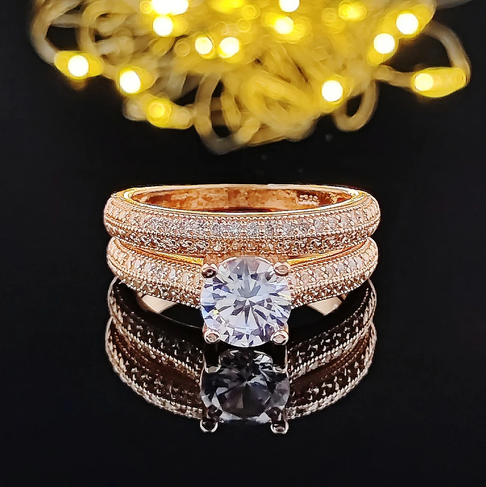 2023 New Silver Women Fashion Trend Single Full Diamond Zircon Ring Ladies  Jewelry Diamond Rings for Women Size 5 11 Womens Rose Rings (Silver, 6)