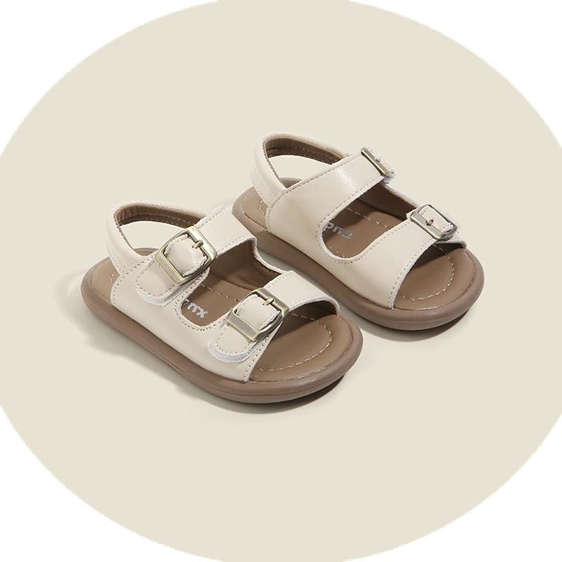 Brand Simple Sandals For Kids Boys Open-Toe Solid Casual Summer Beach Shoes For Children Girls Soft Weave Fashion Baby Walkers
