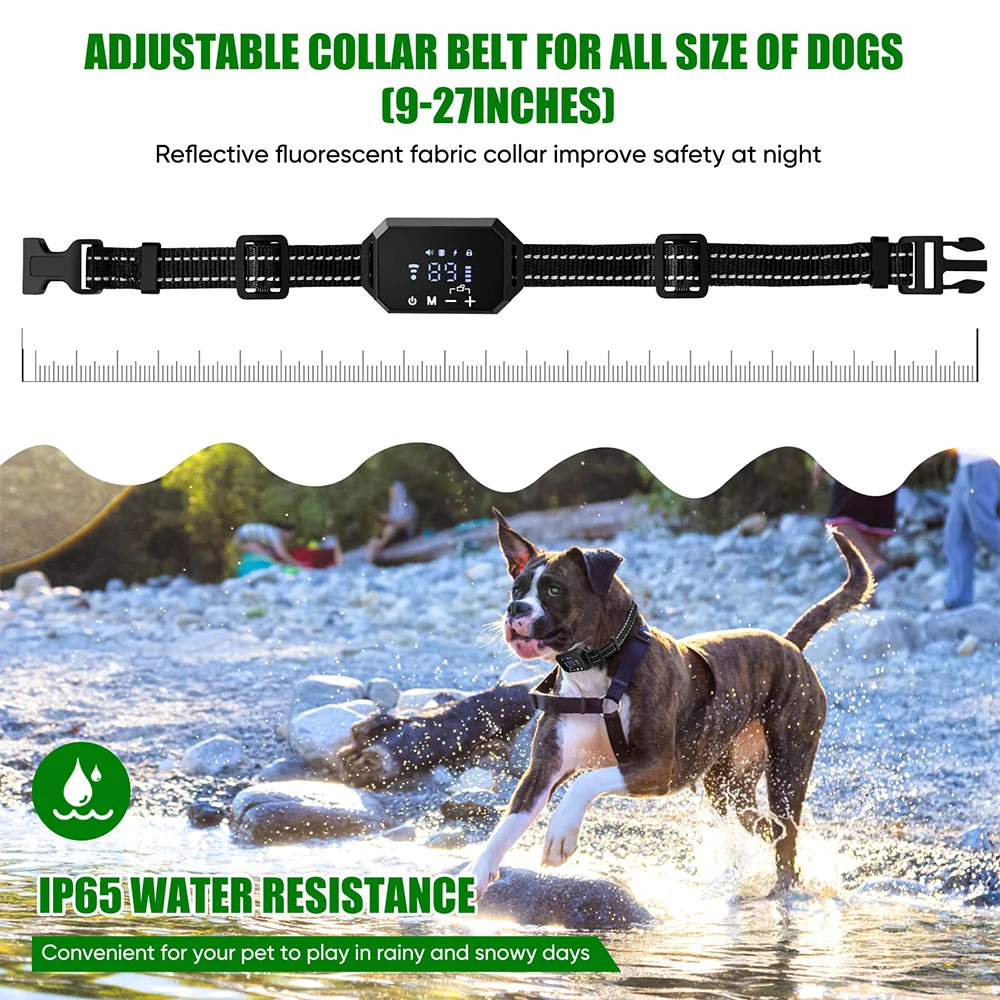 Pet Dog Training Collar GPS Wireless Dog Fence, Electric Shock Vibrate , Range 100-3300 Ft, Adjustable Warning Strength, Rechargeable, Pet Containme