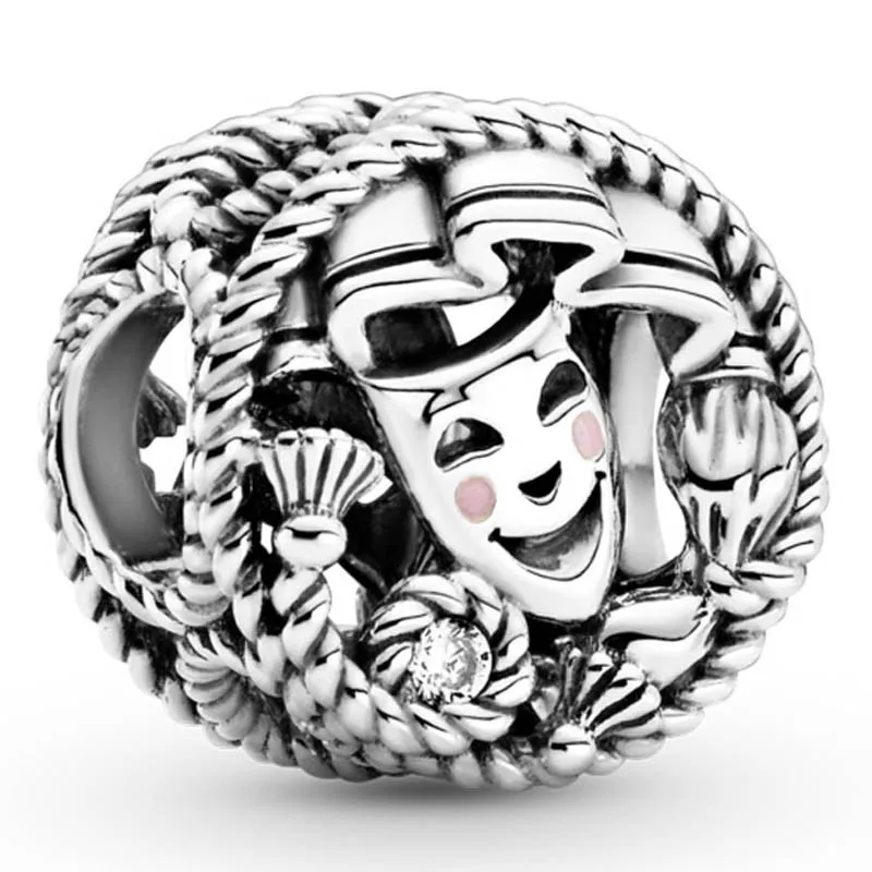 

Authentic 925 Sterling Silver Moments Comedy & Tragedy Drama Masks Crystal Charm Bead Fit Pan Bracelet & Necklace Jewelry